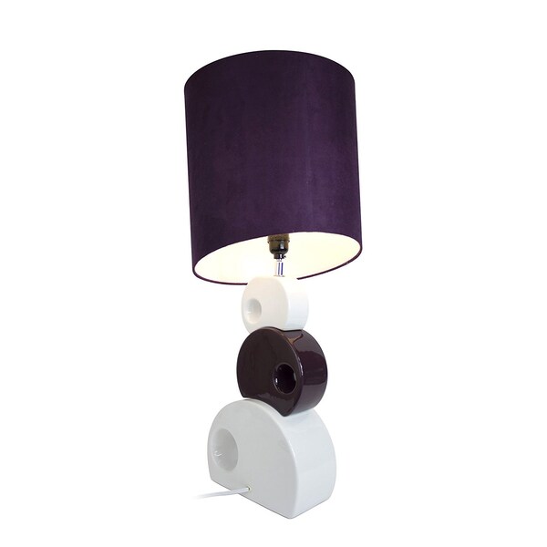 Purple And White Stacked Circle Ceramic Table Lamp